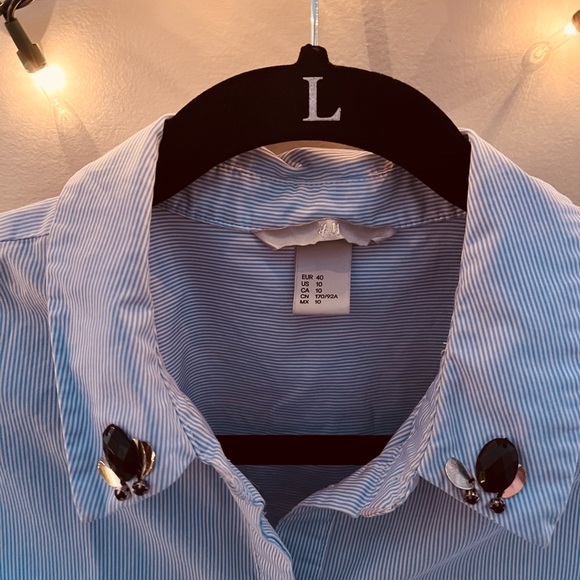 H&M Blue Pinstripe Button Up - Picture 2 of 6